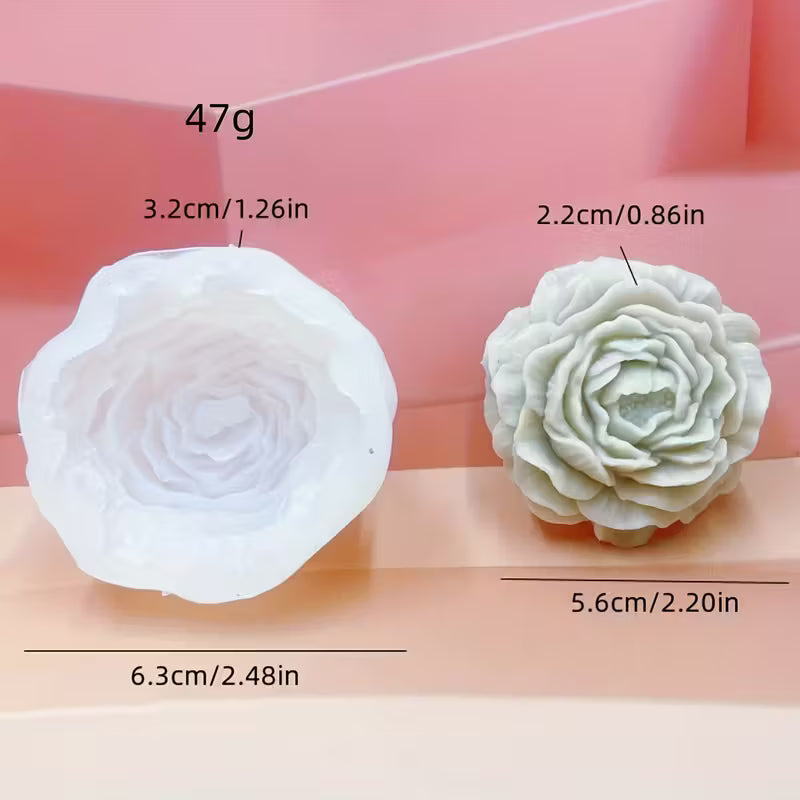 3 Sizes Peony Flower Silicone Molds for Aromatherapy Candle & Plaster