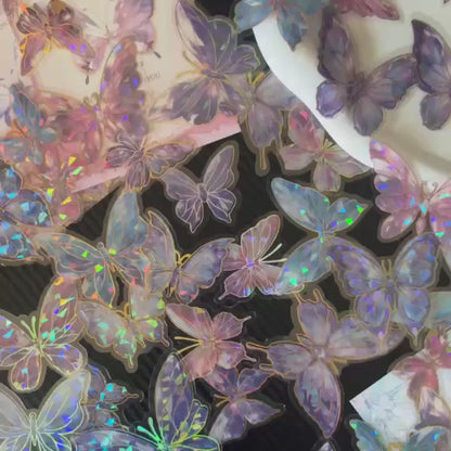 20-Pack Pink Crystal Butterfly Stickers | Plastic 3D Wall Decor.