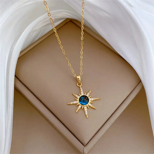 1pc Fashion Starburst Pendant Necklace