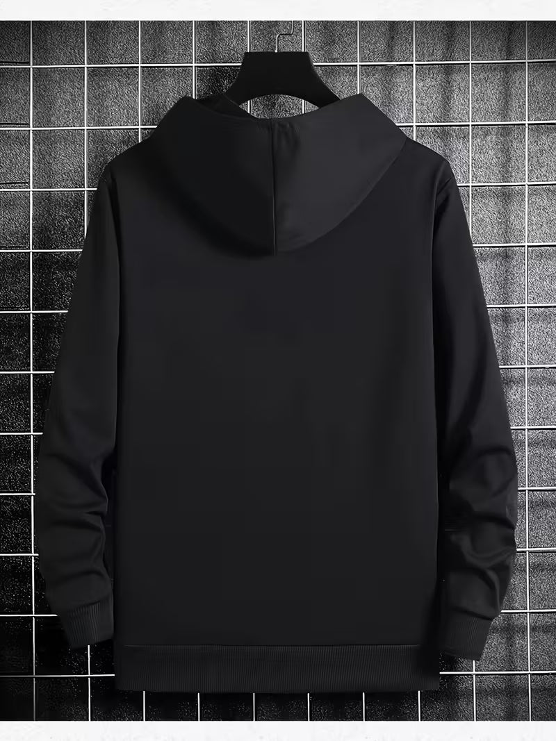 Men's Black Fleece-Like Hooded Sweatshirt