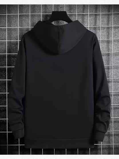 Men's Black Fleece-Like Hooded Sweatshirt