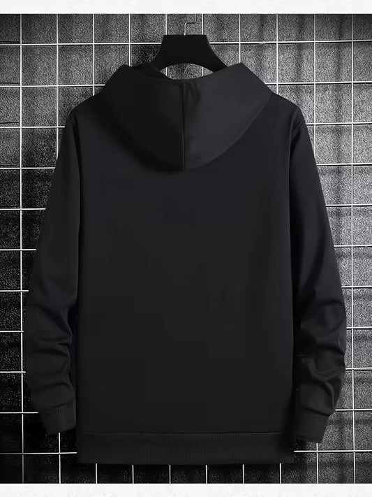 Men's Black Fleece-Like Hooded Sweatshirt