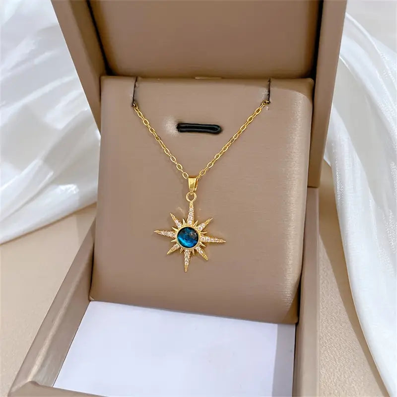 1pc Fashion Starburst Pendant Necklace