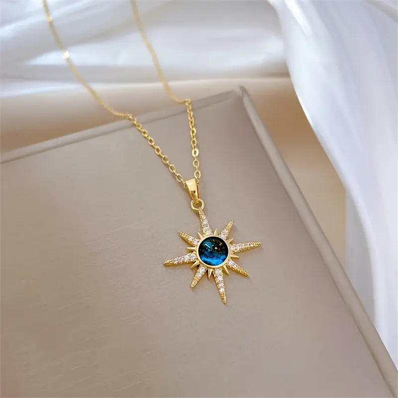 1pc Fashion Starburst Pendant Necklace
