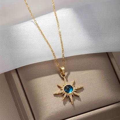 1pc Fashion Starburst Pendant Necklace