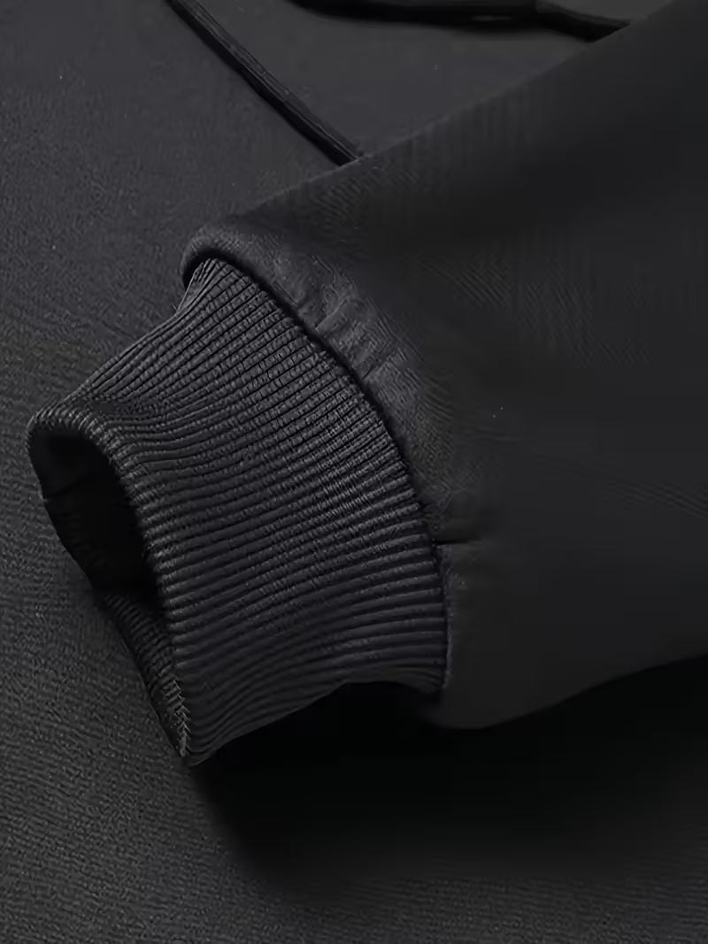 Men's Black Fleece-Like Hooded Sweatshirt