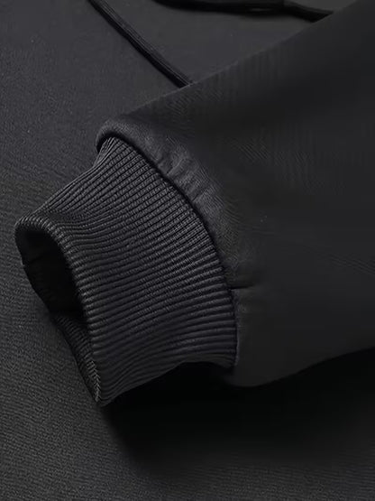 Men's Black Fleece-Like Hooded Sweatshirt