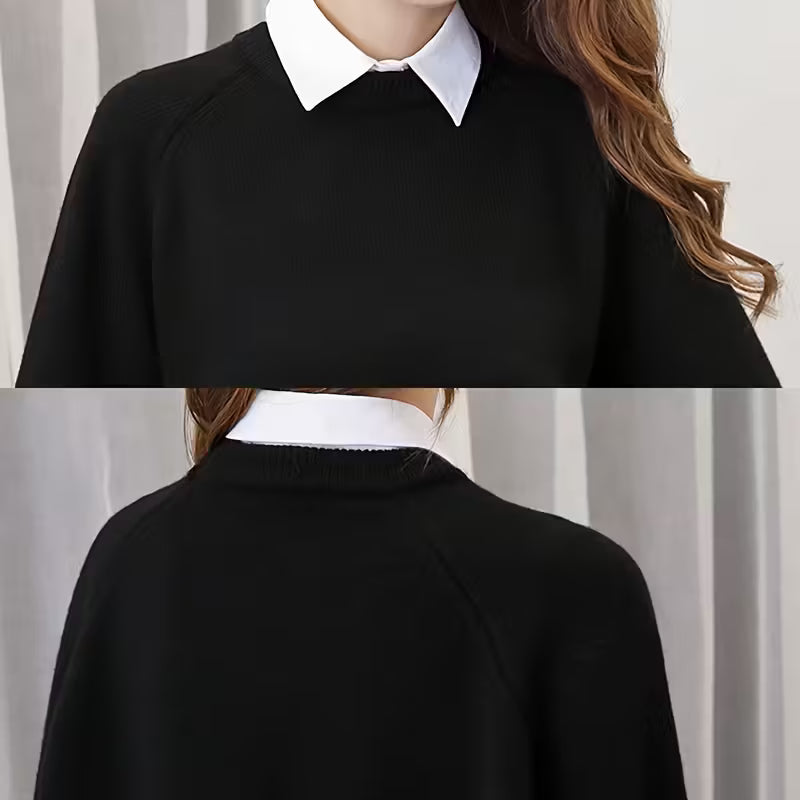 Women's Detachable Striped Fake Collar - Elegant Office & Formal Shirt