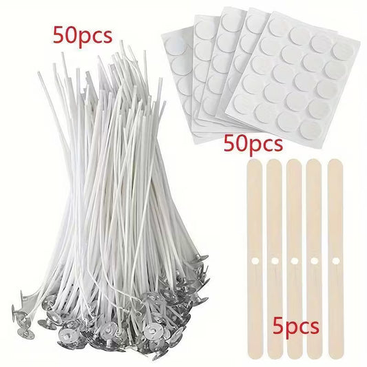 105pcs Candle Making Kit & 5 Wooden Candle Wick Holders for Soy And Beeswax Candles