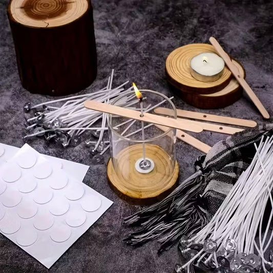 105pcs Candle Making Kit & 5 Wooden Candle Wick Holders for Soy And Beeswax Candles