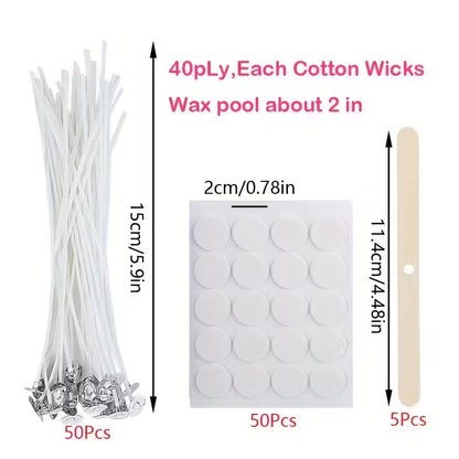 105pcs Candle Making Kit & 5 Wooden Candle Wick Holders for Soy And Beeswax Candles