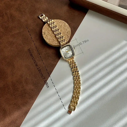 Women's Elegant Minimalist Watch - Golden-Tone Alloy Strap Quartz Wristwatch