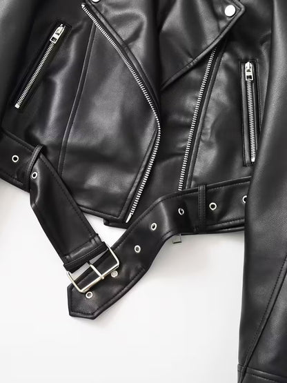 Women's Red Faux Leather Moto Jacket
