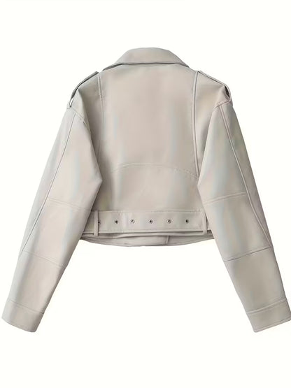 Women's Red Faux Leather Moto Jacket