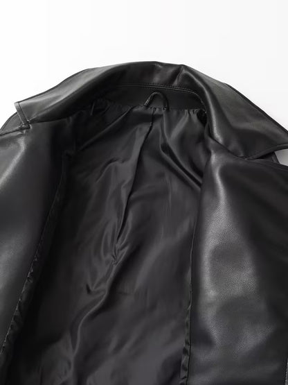 Women's Red Faux Leather Moto Jacket
