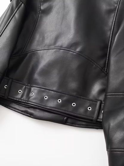 Women's Red Faux Leather Moto Jacket